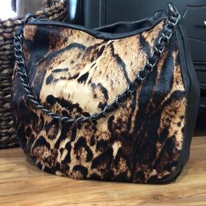 Sondra Roberts Calf Hair/Chain Detail Purse